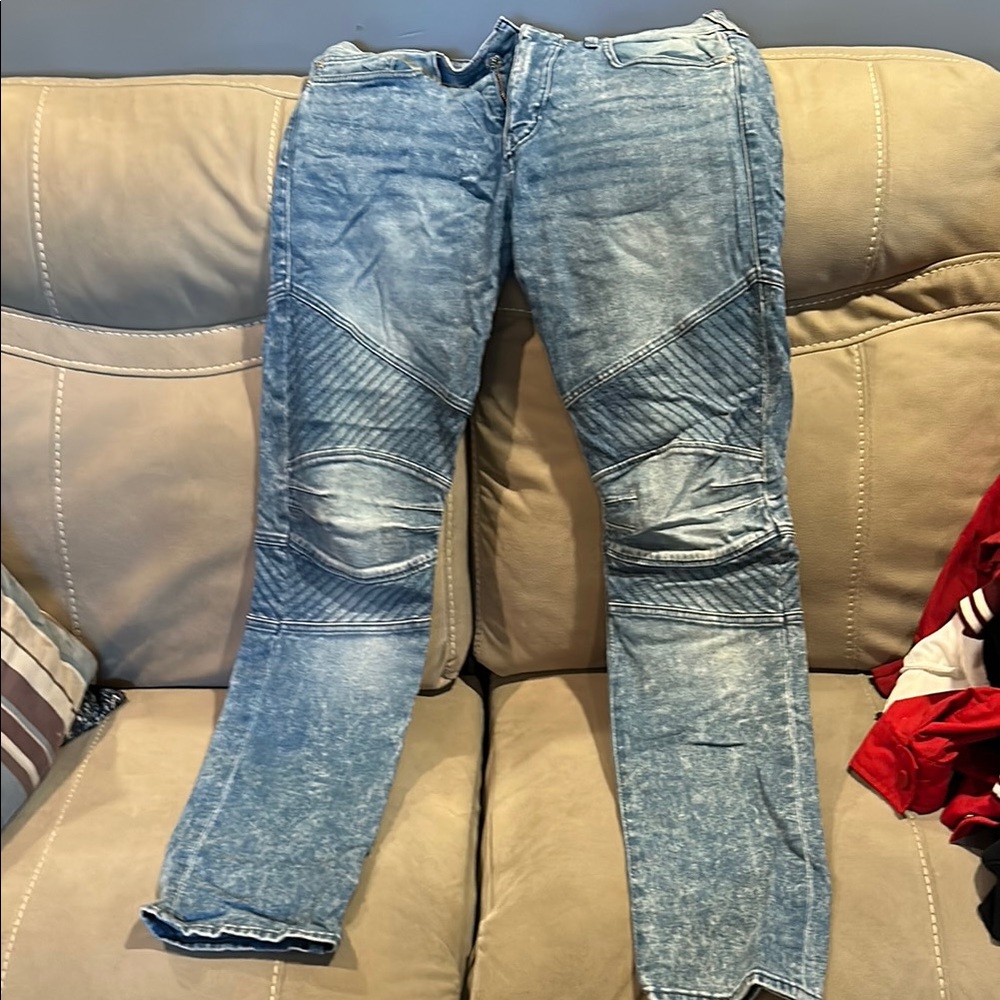 True Religion Blue Relaxed Slim Jeans with Distressed Look